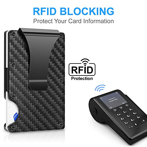 Carbon Fiber Minimalist Wallets for Men, Geelyda Slim Metal Rfid Wallets with Money Clip, Credit Card Holder Wallet, Father's Day Gift - Thumbnail 2
