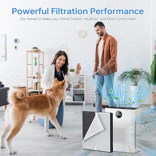 Image of 2 Pack PR1 Replacement Filter for Mooka PR1 Air Purifier for Pets Hair Dust | 3-in-1 Filter for Home Large Room up to 2200sq.ft, Activated Carbon, with 4 Washable Pre-Filters