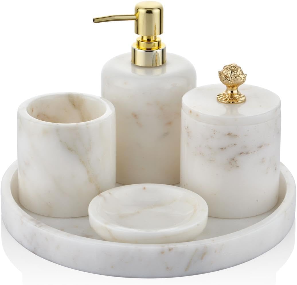 setabianca EVZA MERMER BANYO SETİ BLOOM BEYAZ