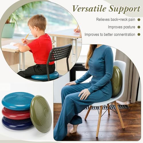 Image of Libima 4 Pcs Wiggle Seat for Kids Inflated Wobble Cushion | 13'' Sensory Flexible Seating for Classroom Elementary, Balance Disc for Student Adults Pet Training Office School Home Chair