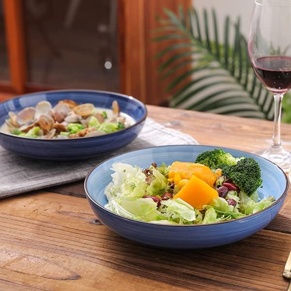 Miniatura 6 de Selamica Tazones de porcelana para pasta y ensalada de 26 onzas, 8 pulgadas de ancho y poco profundos, aptos para microondas y lavavajillas,