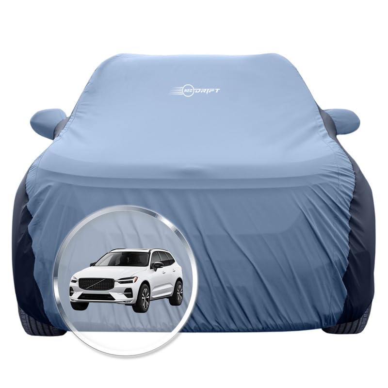 Image of NEODRIFT 'SuperTech' Car Cover for Volvo XC 60 (100% Water-Resistant, All Weather Protection, Tailored Fit, Multi-Layered & Breathable Fabric) (Colour: L.Blue+Black)