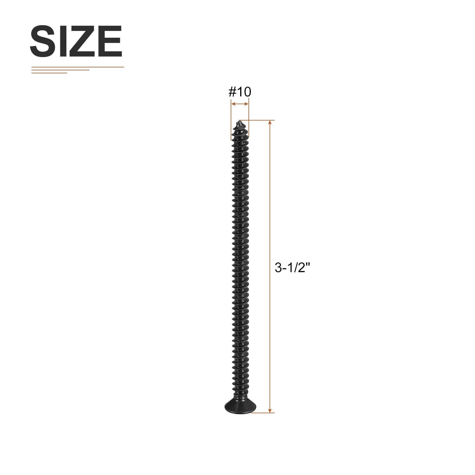 DTGN 100Pcs #10x3-1/2" Flat Head Wood Screws, 304 Stainless Steel Phillips Self Tapping Screws - Good for Woodworking Furniture - Black - Image 2