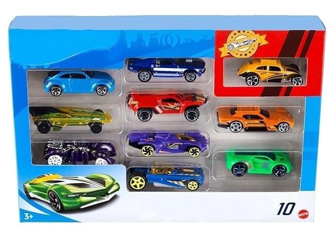 Kid Rapid Racing Hot Fire Wheels Die-Cast Toy Cars, Set Of 10, Assorted Colours
