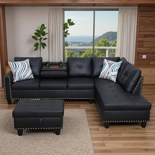 Topcomfy Sectional Couches for Living Room with Movable Chaise &
