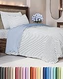 Duvet Cover Twin/Twin XL Size - Extra Soft Twin/Twin XL Size Duvet Cover - Lightweight, Breathable & Cozy w/Zipper Closures and Ties - 68' x 90' Inches - (Blue Stripes 2) Comforter Not Included