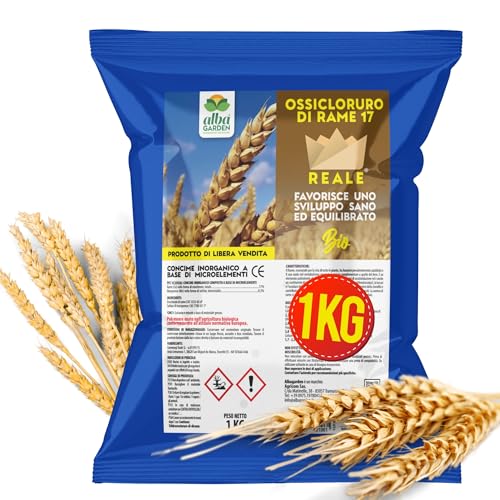 Albagarden - Ossicloruro Di Rame 17% + Manganese - Effetto Fungicida per Piante - Verderame contro Malattie fungine come Peronospora e Oidio - Concime in Polvere Bagnabile x 1 kg