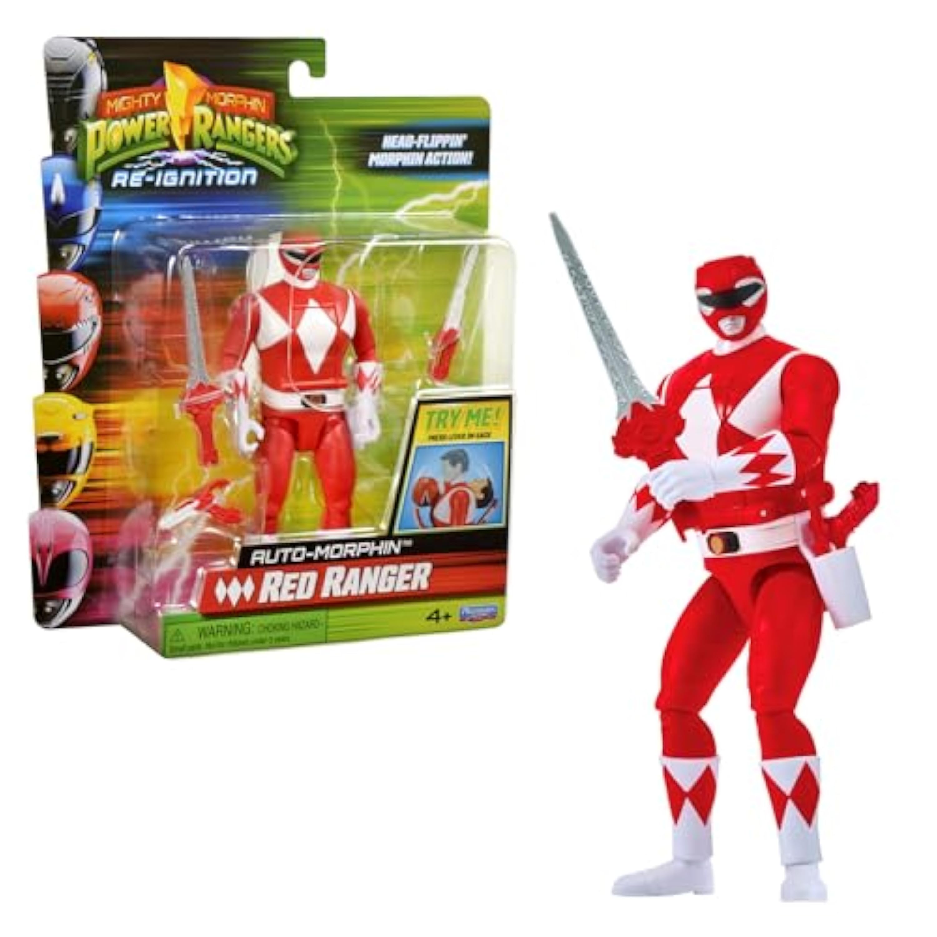 Power Rangers – Automorphin, Figura articulada 2 en 1, 15 cm, Ranger Rojo – Jason Lee Scott, para niños a Partir de 4 años, PWG072