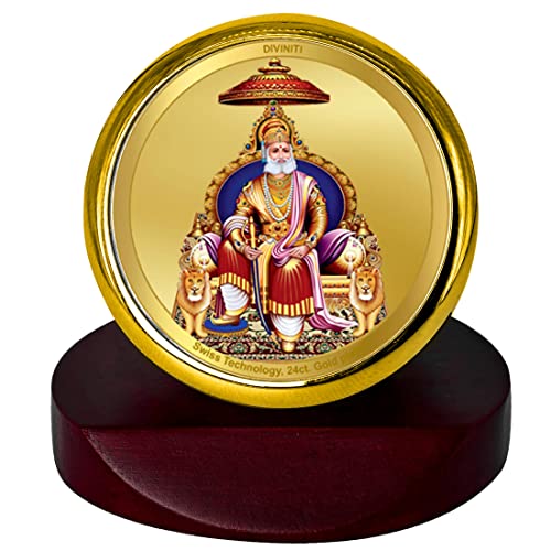 Image of DIVINITI 24K Gold Plated Religious Car Dashboard Frame | Premium God Idol Frame for Car, Home Mandir & Office Table | Spiritual Gift, Decorative Showpiece
