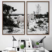 2 Piece Framed Canvas Wall Art Horse Canvas Prints Home Artwork Decoration for Living Room,Bedroom - 16
