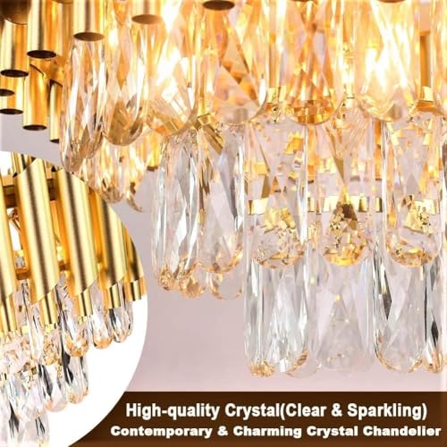 Image of Modern Ceiling Lamp 3-Tier Round Crystal Chandelier for Living Room | Bluetooth Remote Control and Moving Round| Speaker+ Multi Color LED Light (Remote Full Gold, 400MM)