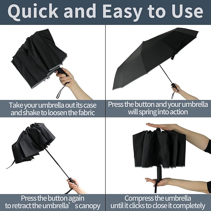 Image of Umberalla Automatic Open Travel with Wind Vent,Umbrella big size for men, Umbrella for girls, Umbrellas for rain,Windproof Umberalla Large for Man,Women (Light Black)