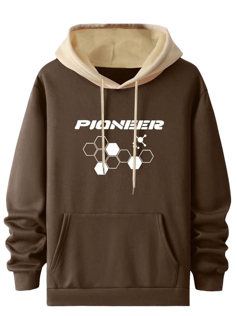 TAGDO Sudadera casual con capucha de lana para hombre con estampado único de letras (2043)