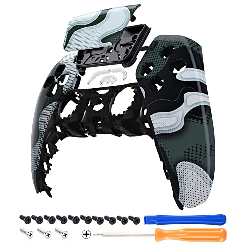 eXtremeRate Black White Camouflage Touchpad Front Top Shell Compatible with ps5 Controller BDM-010 020 030 040 050, DIY Replacement Shell Custom Touch Pad Cover Compatible with ps5 Controller by eXtremeRate - Used condition - US$16.98