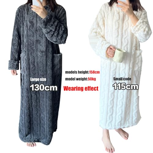 Women's Flannel Nightgown Fuzzy Fleece Cozy Plush Warm Winter Pullover Loungewear Sleepdress O Neck Nightdress2