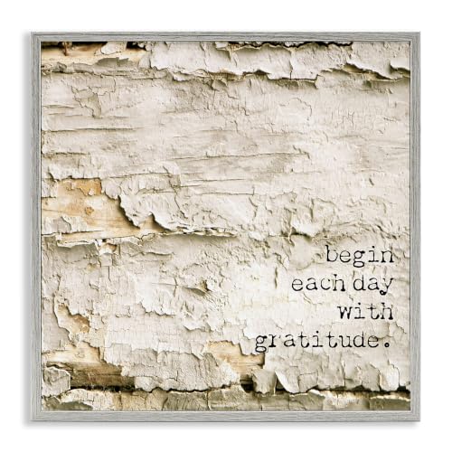 Gratitude Typography Rustic Tree, 12 x 12 Inch Framed Giclée Print
