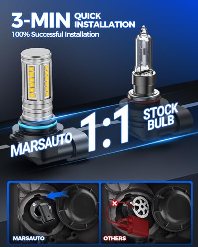 Image of Marsauto 9145 H10 LED Fog Lights Bulbs Yellow, 12,000LM 9140 9145 LED Fog Light Bulbs, 360 Illumination 600% Bright 3000K Amber, Upgraded 60 Pcs Chips 9145 H10 Yellow Fog Lights, Accessory Light Kits