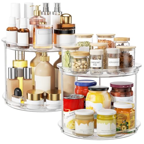 LazySpin 2 Tier Lazy Susan Organizer, 9'' Lazy Susan Turntable for Cabinet