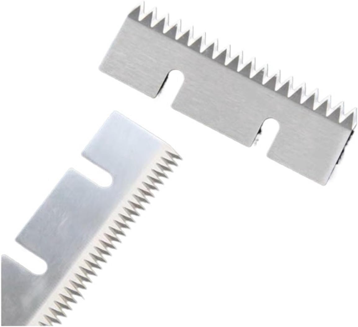 10Pcs Carton Sealer Tooth Blade Semi Auto Adhesive Tape Film Knife Sealing Packing Machine Serrated Blades(65x30x1.5mm 3 Hole)