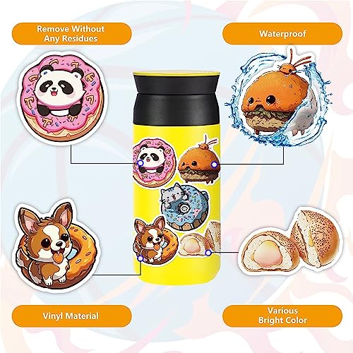 50 Pieces Vinyl Kawaii Food Waterproof Stickers For Teens Colorful Sticker Packs, Diy Accessories For Kids & Adults Aesthetic Decals For Laptop, Water Bottles, Skateboard, Scrapbook, & More #TOP3