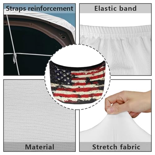 Image of Automotive Hood Cover Protector Elastic Fabrics Can be Washed Hood Wrap Blanket UV Fade Resistant Vehicles Decorate Accessories, American Flag