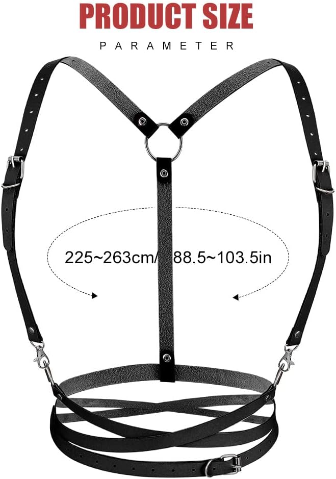 BODIY Women Fashion Harness Plus Size Harness Belt Punk Loop Waist Belt Rave Rock Leather Belts for Women - Image 2