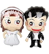 DIWULI Wedding Balloons - Bride and Groom Balloons cartoony, Engagement Balloons, Mr and Mrs Ball...
