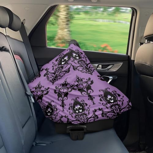 Image of Halloween Car Seat Cover Baby Girl Boy Nursing Canopy, Goth Purple