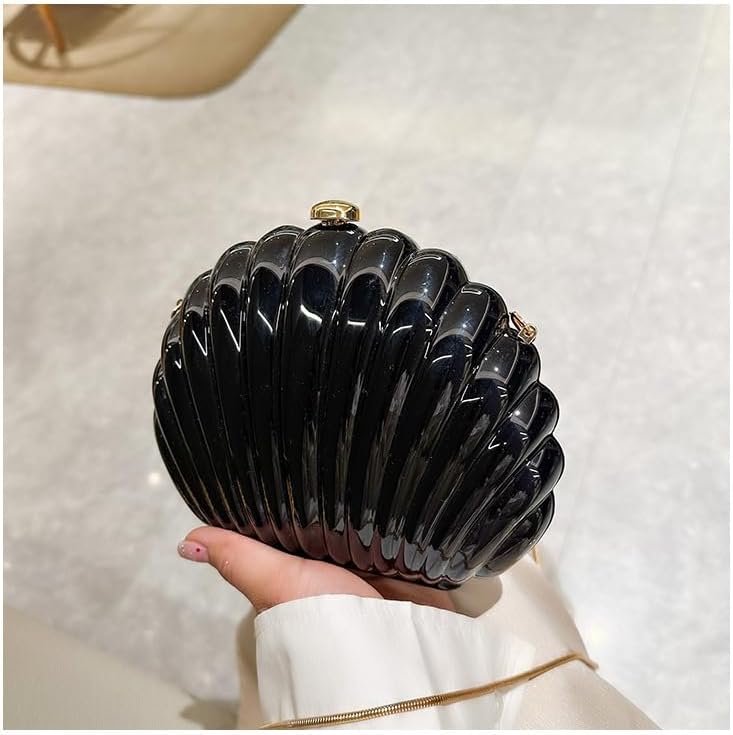 Glitter Seashell Evening Clutch Purse Mini Chain Shoulder Bag Acrylic Shell Pearl Crossbody Bag - Image 4