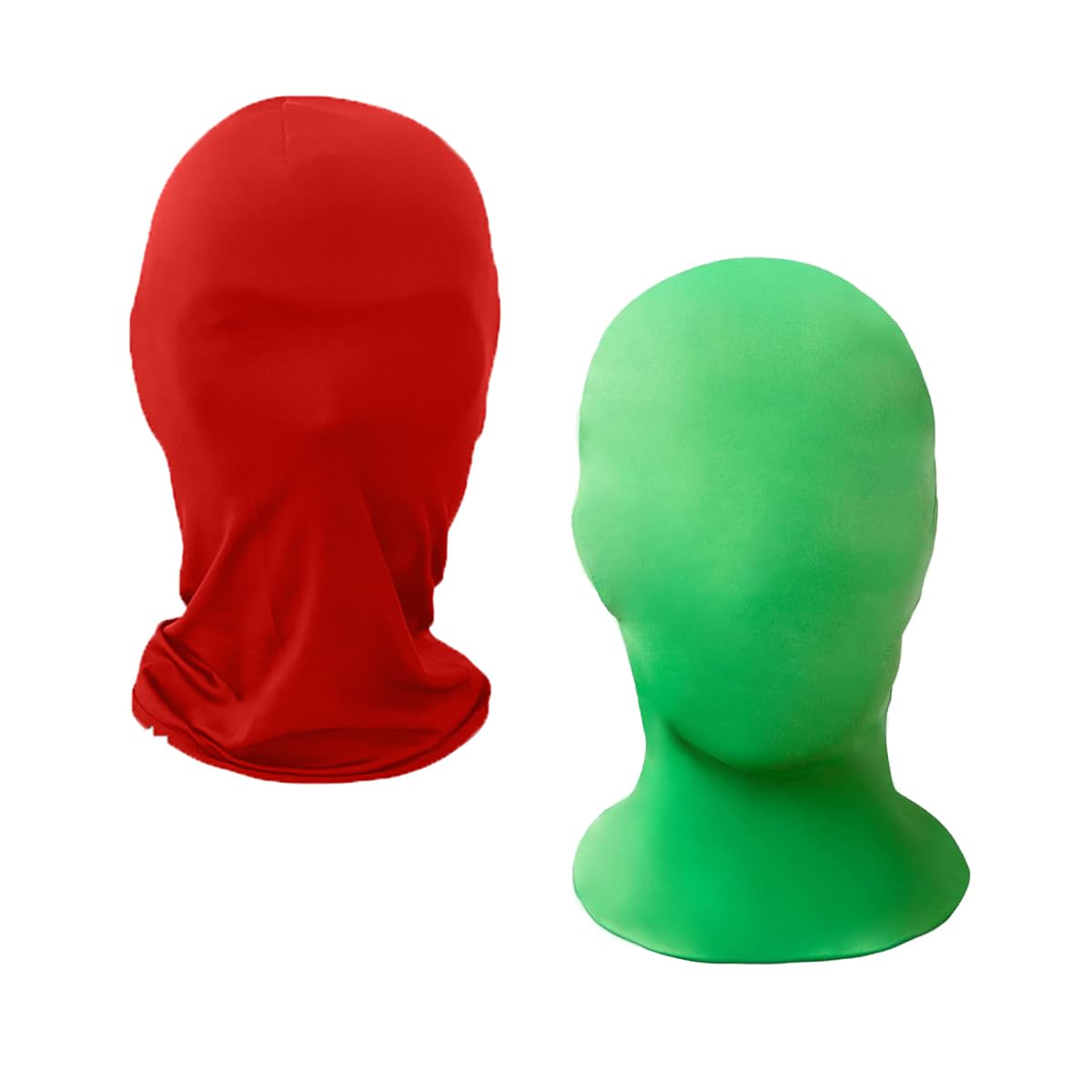 CJKDXDH Full Cover Spandex Mask Hood Costume Faceless Mask Halloween Red Face Mask Green Morph Mask Cosplay Mask for Women Men 2 PCS