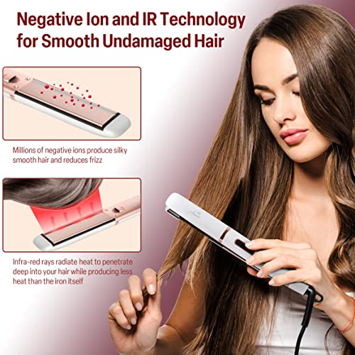 Flat Iron Hair Straightener And Curler 2 In 1 - Negative Ion Hair Straightener With Anti-Frizz Ceramic Coating - 5 Adjustable Heat Settings - Fast Heating Straightening Iron And Hair Curler #TOP3