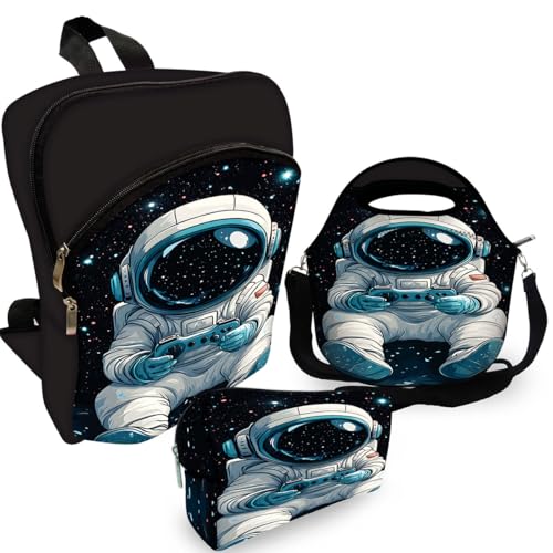 Kit Mochila de Costa Infantil + Lancheira + Estojo Astro Controle