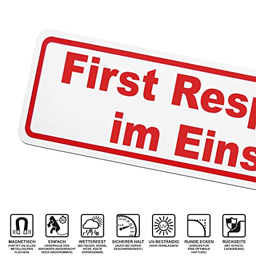 Magnetschild First Responder im Einsatz | Schild magnetisch | lieferbar in zwei Größen (35 x 10 cm)