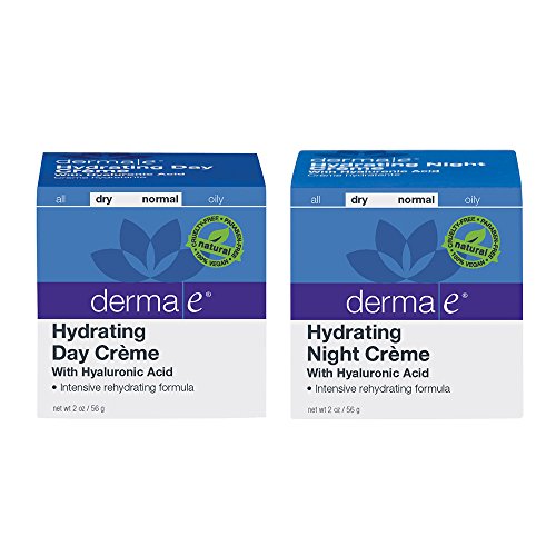 Derma E Hydrating Day Cream and Night Creme Age-Defying Facial Care Bundle With Anti-Aging Serum For Removing Wrinkles and Fine Lines, With Jojoba, Aloe Vera and Vitamin E Antioxidants, 2 oz. each