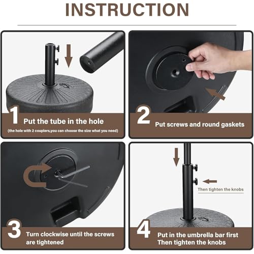 Andtooy Fillable Umbrella Base Stand 50Lbs Capacity - Heavy Duty Round Weight for 9-10 ft Market Offset Umbrellas, Outdoor Patio Lawn Garden Poolside Deck Use, Black