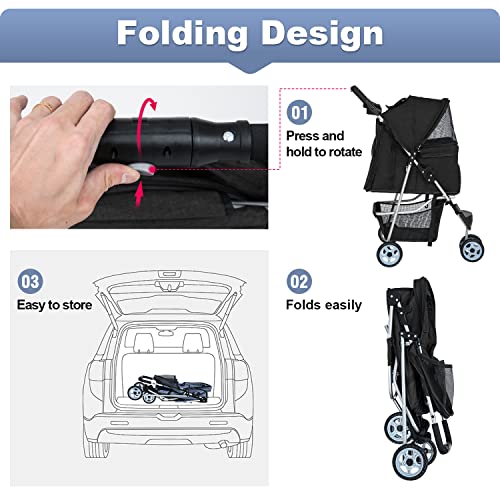 image for BestPet Pet Stroller Dog Cat Jogger Stroller for Medium Small Dogs Cat