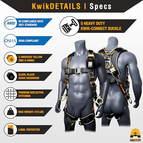 Image of KwikSafety - Fall Protection Safety Harness - Construction & Roofing Fall Arrest Safety Harnesses - ANSI OSHA Compliant