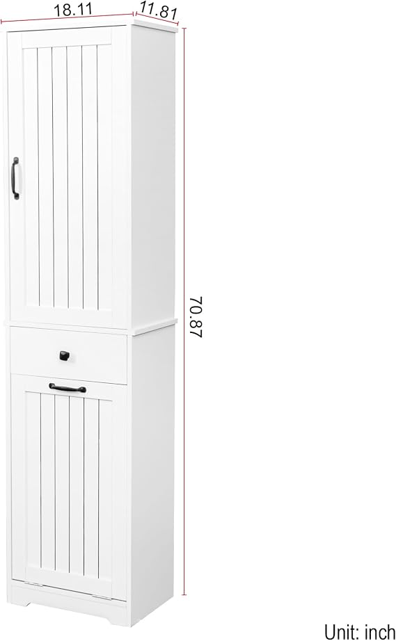 White Laundry Cabinet with Storage - 1 Storage Cabinet, 1 Drawer, Ideal for Organizing Laundry Area