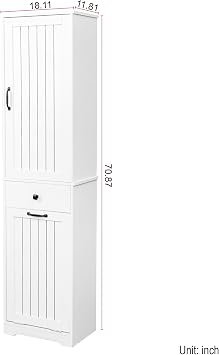 White Laundry Cabinet with Storage - 1 Storage Cabinet, 1 Drawer, Ideal for Organizing Laundry Area