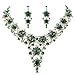 BriLove Women's Wedding Bridal Crystal Multi Hibiscus Flower Statement Necklace Dangle Earrings Set