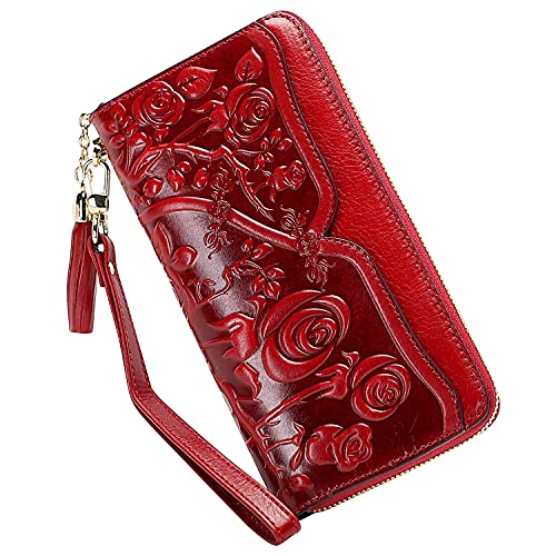 Pijushi Designer Handbags For Women Floral Purses Top Handle Handbags Satchel Bags Genuine Leather Wallets For Women Floral Wallet Wristlet Ladies Clutch Purses With Tassel #TOP4