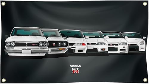 TOWERS Tapiz de bandera de coche GTR para fanáticos de JDM de 3 x 5 pies, tapiz de pared vertical a cuadros Carnissan para garaje, dormitorio, sala