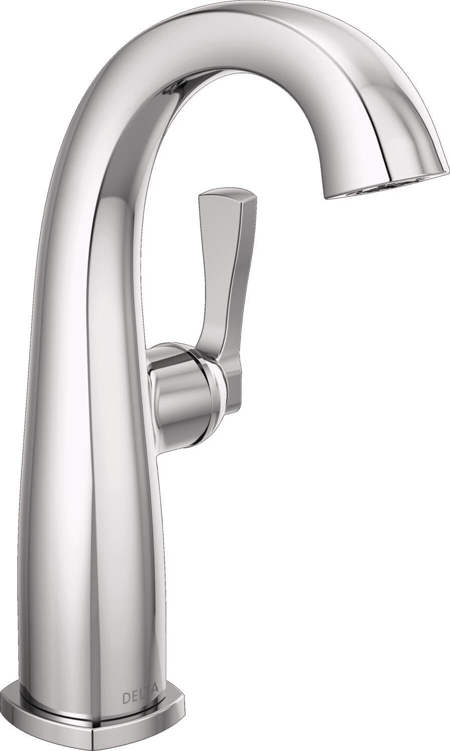 Delta Stryke Mid-Height Chrome Bathroom Faucet 1 Hole, Single Hole Bathroom Sink Faucet for Vanity, Lumicoat Chrome 677-PR-DST (Drain Not Included)