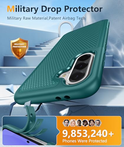 Image of FNTCASE for Galaxy A36-5G Phone Case - A56-5G Military Grade Drop Protection, 14ft Drop Tested, Screen Protector Included, Anti-Slip Matte Textured, TPU+PC Dual Layer Shockproof Cover (Green)