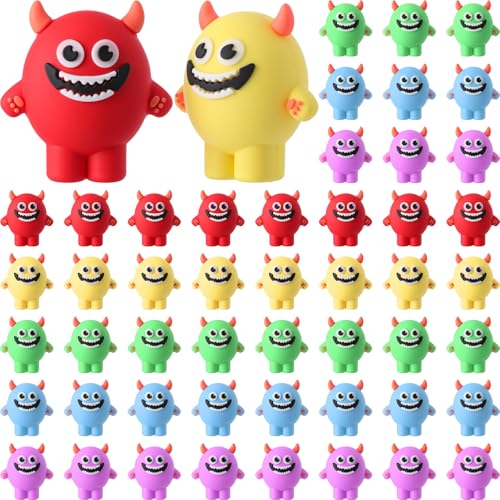 Bucherry 50 Pcs Halloween Small Monster Figurines Toys Bulk