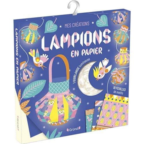 Lampions en papier – Pochette avec 10 feuilles, 5 calques, 1 guirlande avec 10 loupiotes et 1 dépliant avec des pas-à-pas – à partir de 6 ans