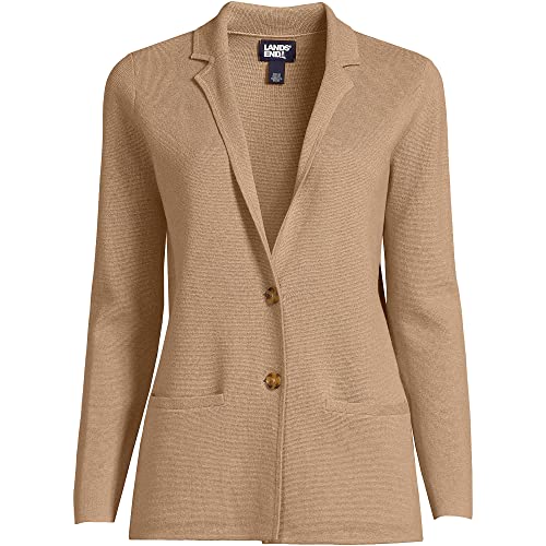 Image of Lands' End Women's Fine Gauge Cotton Button Front Blazer Sweater