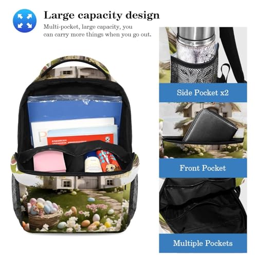 Sac à dos et trousse Pâques blanche multicolore pour l'école - 3