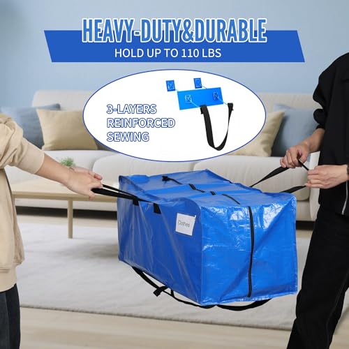 Image of BAGAIL Heavy Duty Moving Bags with Strong Handle, Extra Large Moving Boxes, Storage Tote for Clothes, College Moving Supplies(Light Blue, 6 Pack)