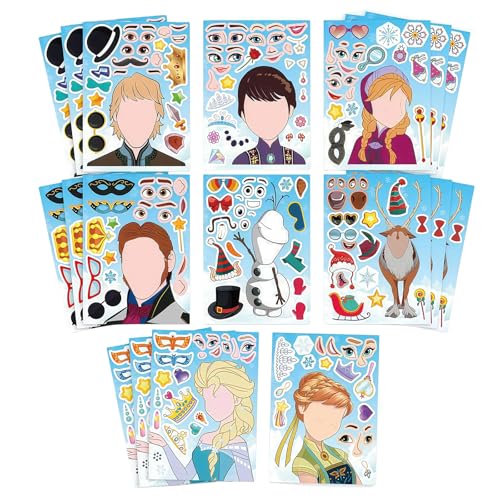 YEJAHY Lot de 24 autocollants « Make a Face » - Motif princesse de dessin animé - Pour...